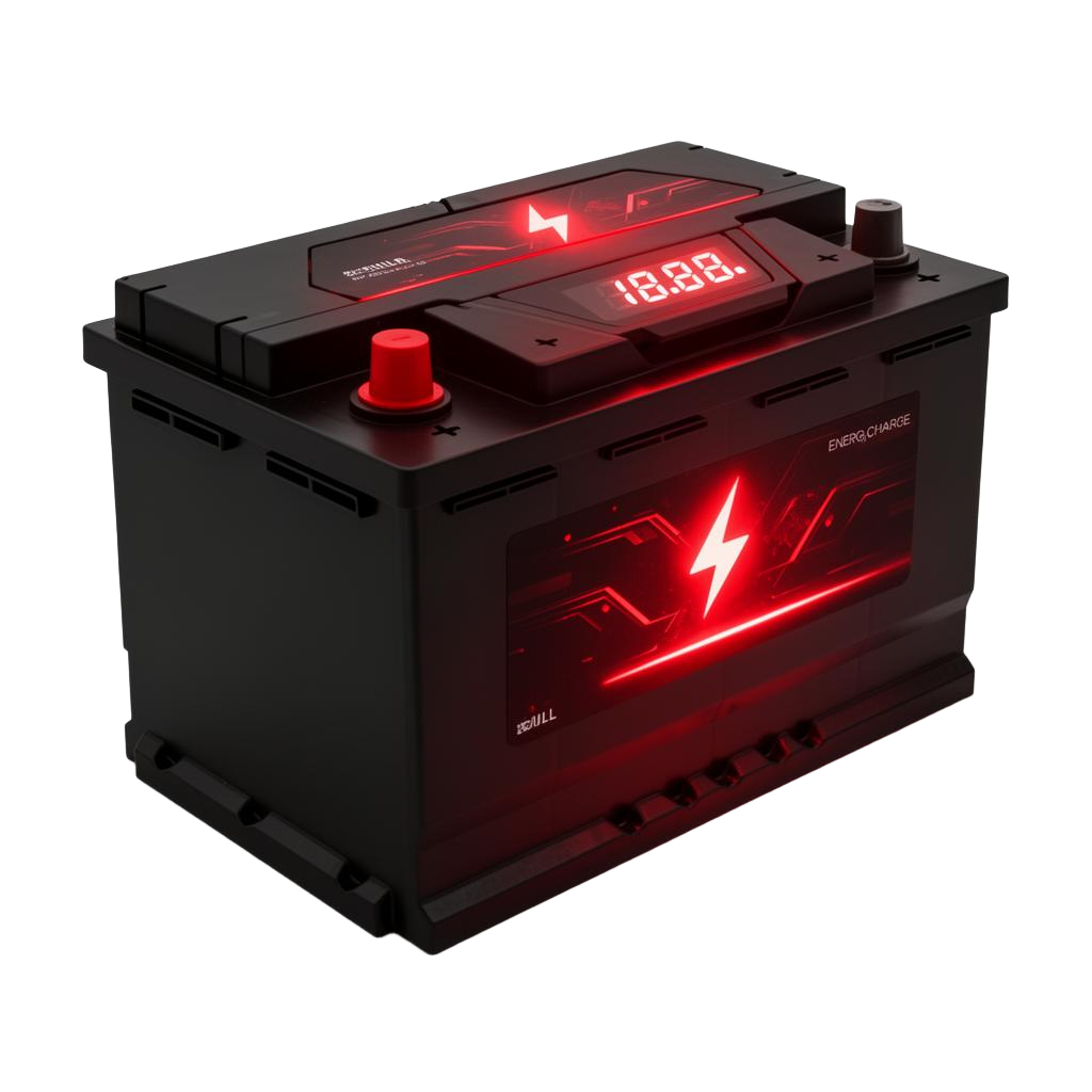 Bateria automotiva moderna com indicador de carga